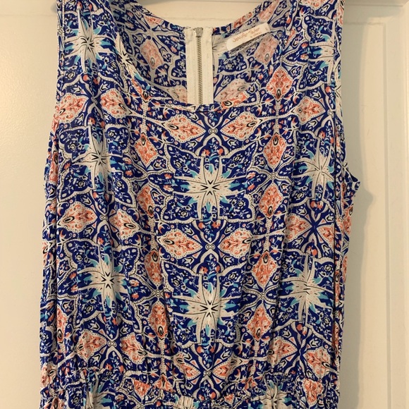 Blue and Peach Patterned High-low Dress - Picture 2 of 3